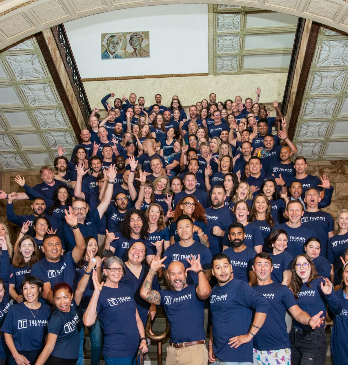 Group photo of Tillman Scholars making expressions toward the camera